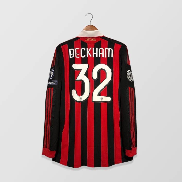 AC Milan 2009/2010 Home - Retro Football Shirt - Beckham 32 - Long Sleeve